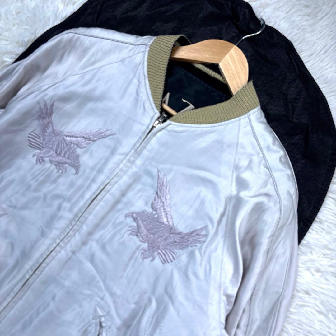 テーラー東洋 スカジャン リバーシブル 舞妓 龍 鷹 サイズL 黒/金 白