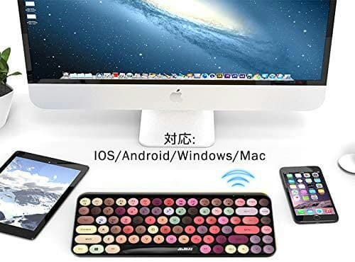 Ajazz ブルートゥース タブレット用キーボード かわいい レディースキーボ