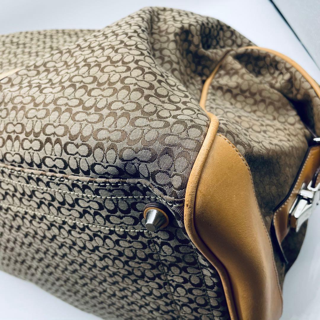 コーチ　シグネチャー　ボストンバッグ F77013 ベージュ系　大型