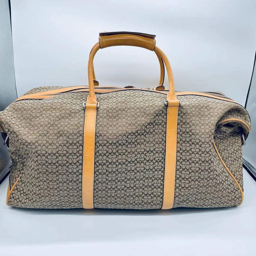 コーチ　シグネチャー　ボストンバッグ F77013 ベージュ系　大型