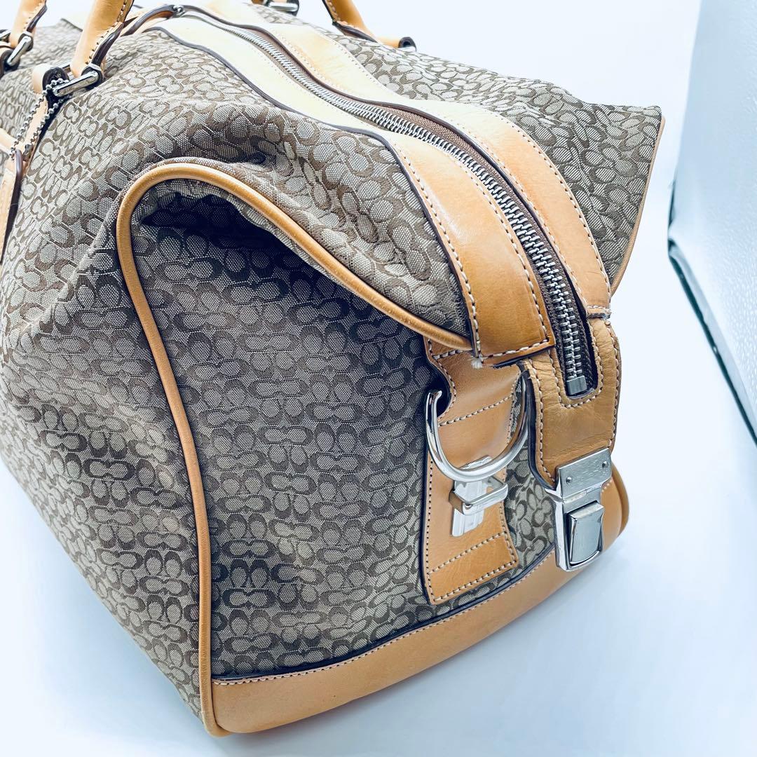 コーチ　シグネチャー　ボストンバッグ F77013 ベージュ系　大型