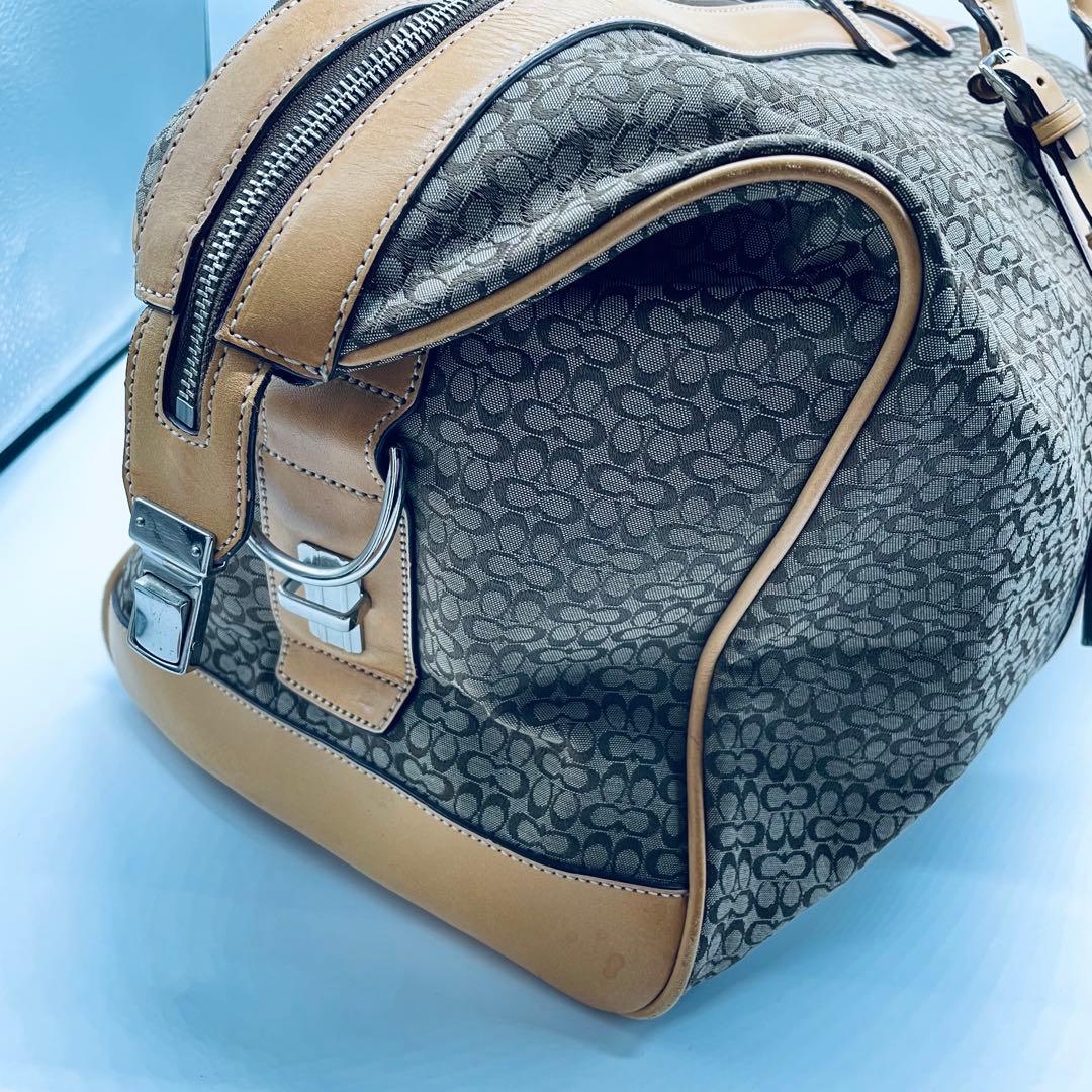 コーチ　シグネチャー　ボストンバッグ F77013 ベージュ系　大型