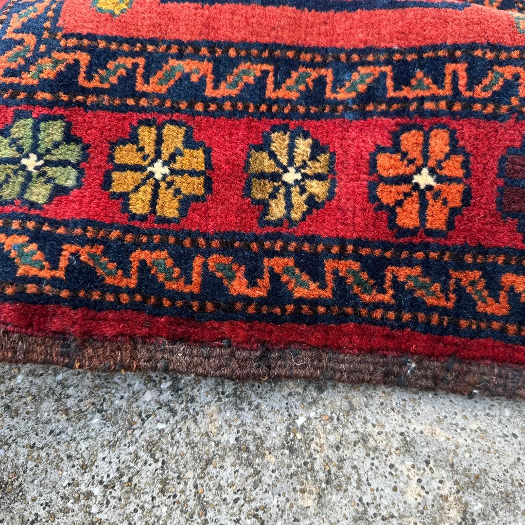 74cmx47cmバルラグ手織り絨毯ヴィンテージ ラグトルクメンラグ