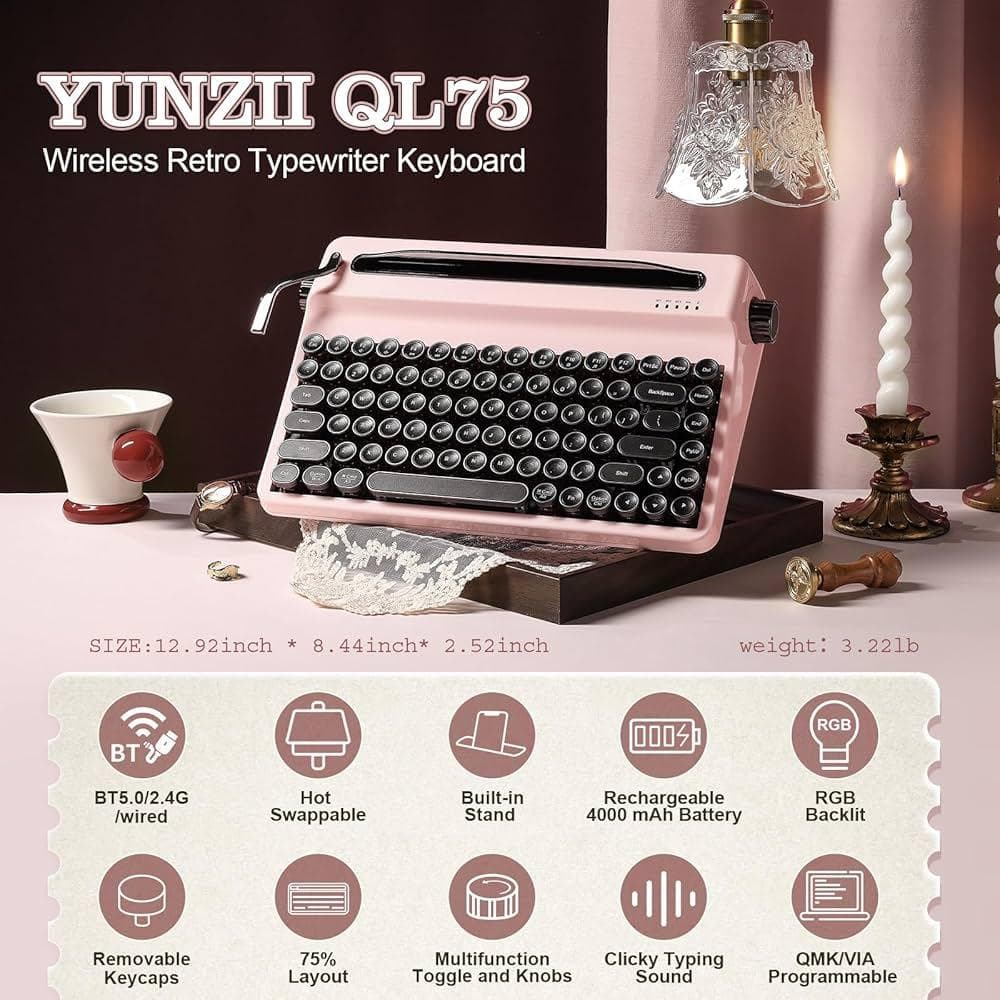 タイプライター風 キーボード ピンク