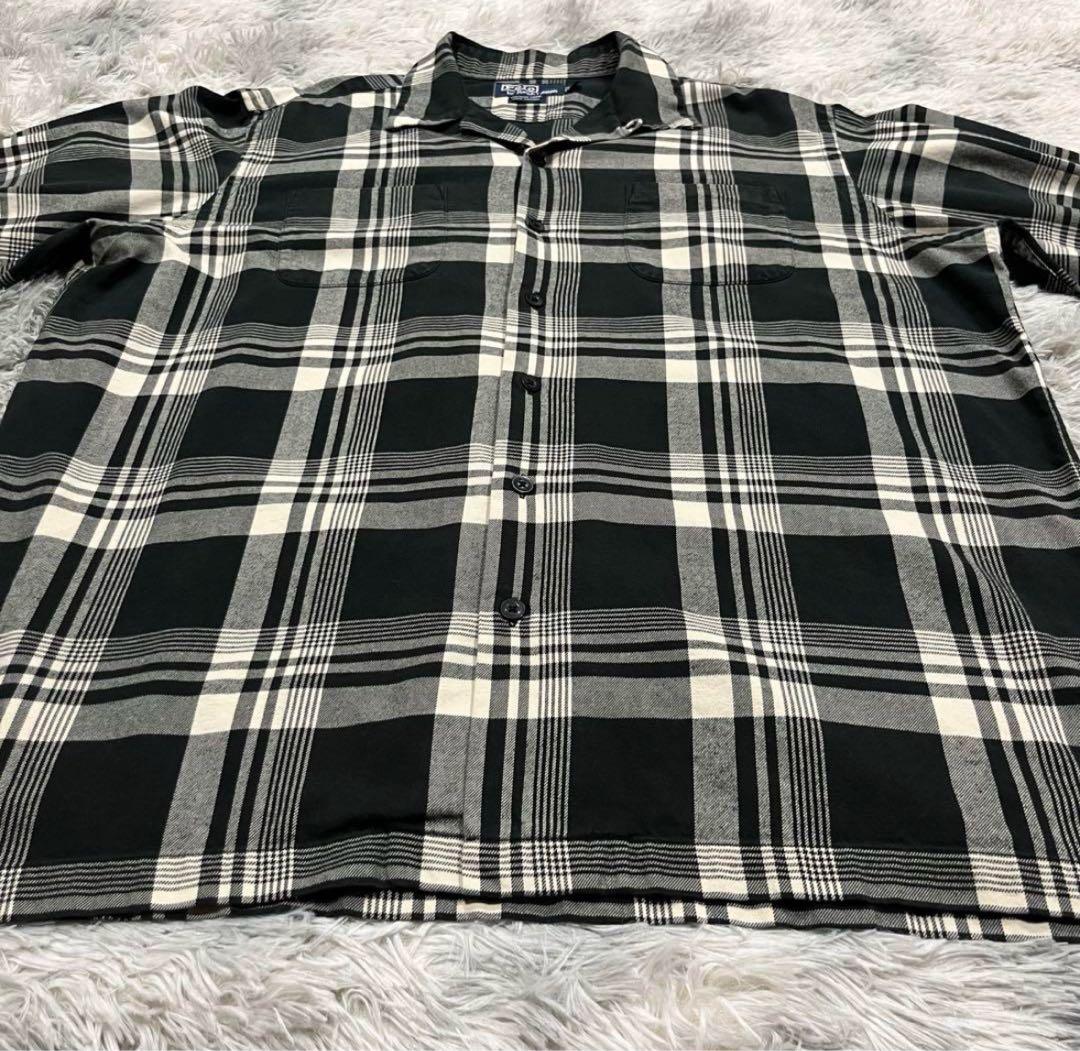 希少 90s ラルフローレン vintagecamp ネルシャツ オープンカラー