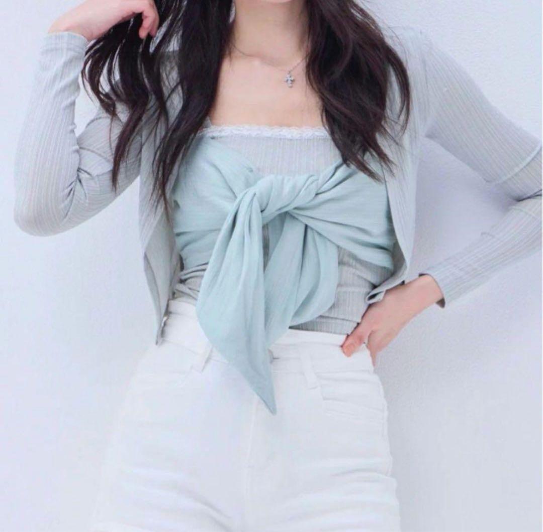 YILON RIBBON CAMI SET TOPS キャミ ミントグリーン