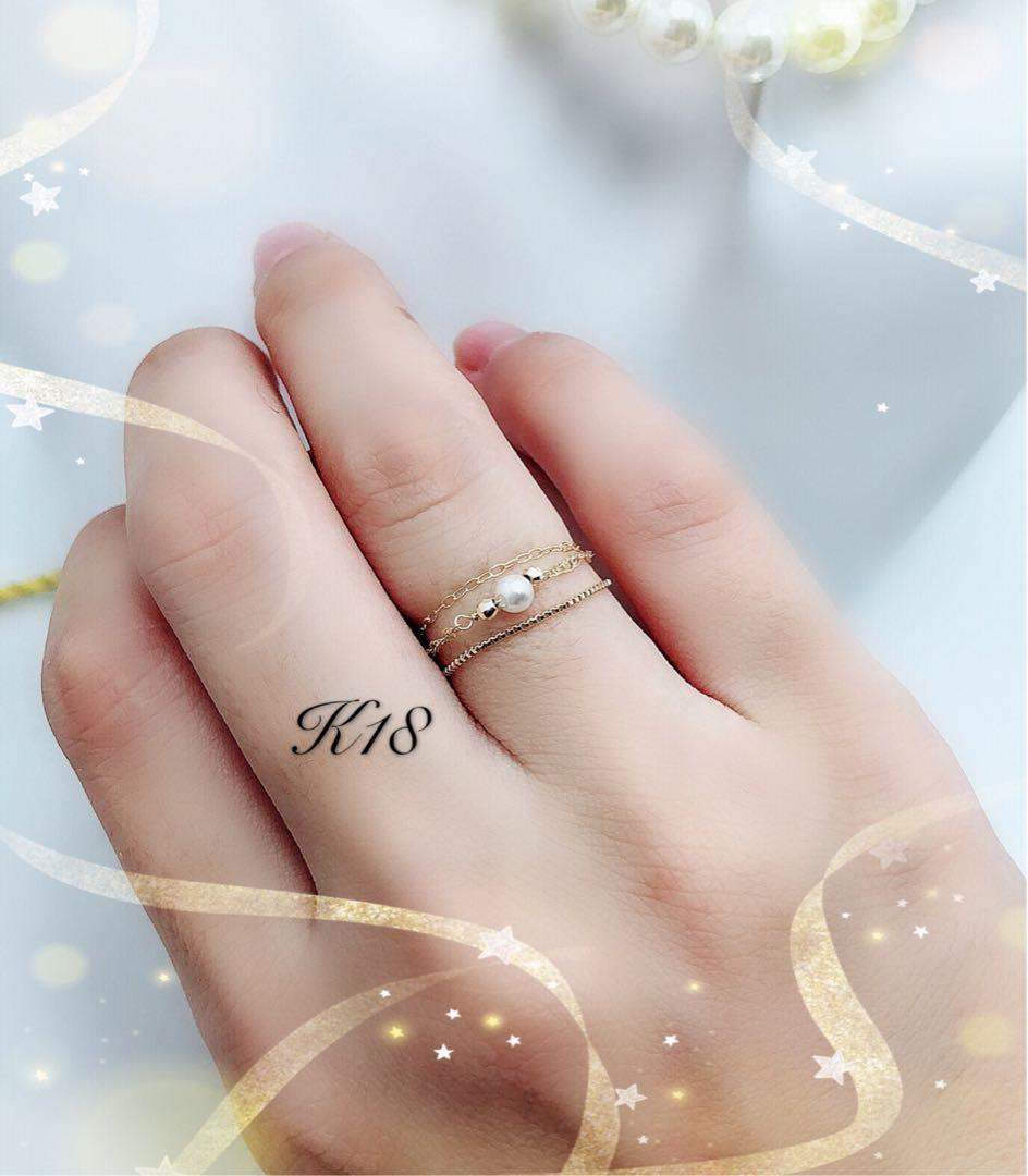 k18 18金 チェーンリング3本セット