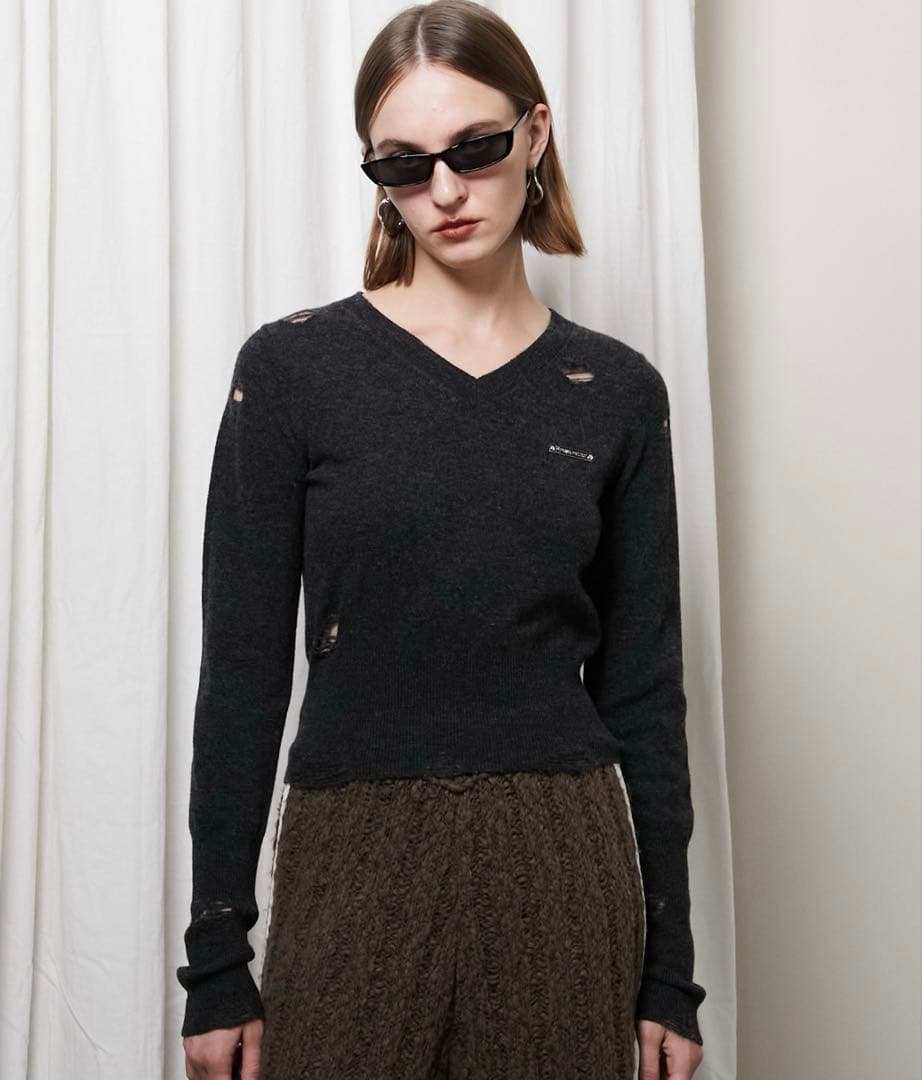 カシミアブレンドダメージニット