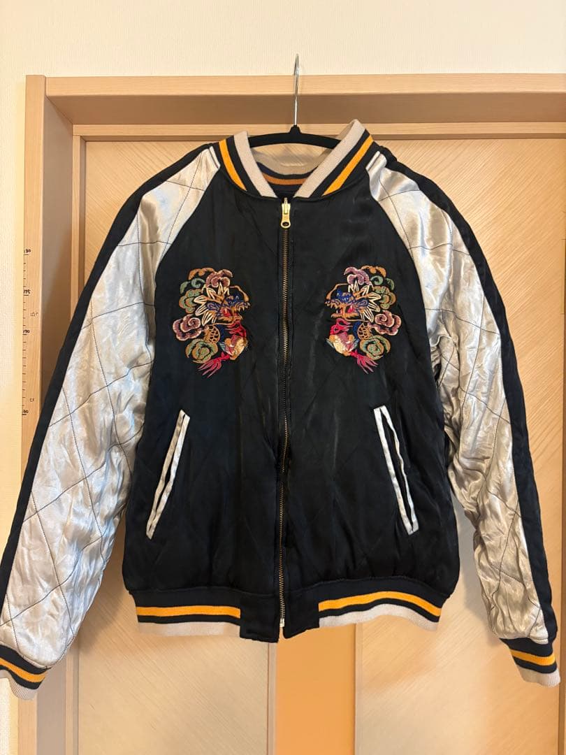 【希少】HOUSTON ベロア スカジャン 別珍 桃太郎 金太郎 リバーシブル