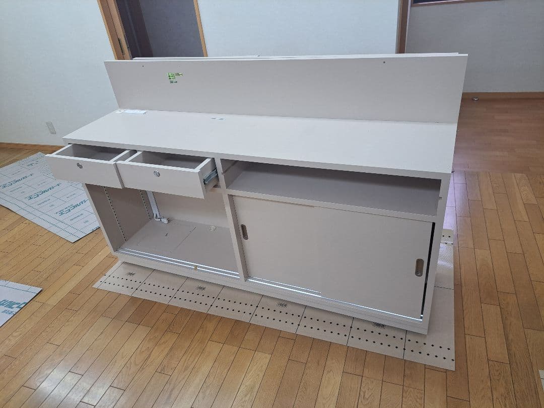 ホワイト レジカウンター 引き出し付き
