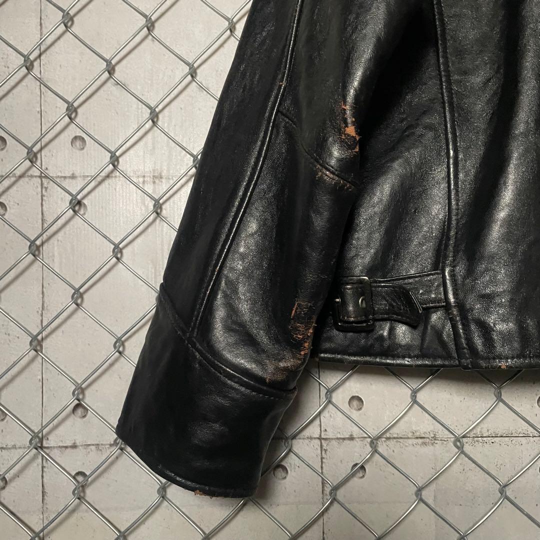 MIDCOAST ライダースジャケット 羊革 革ジャン 本革 短丈 黒 M