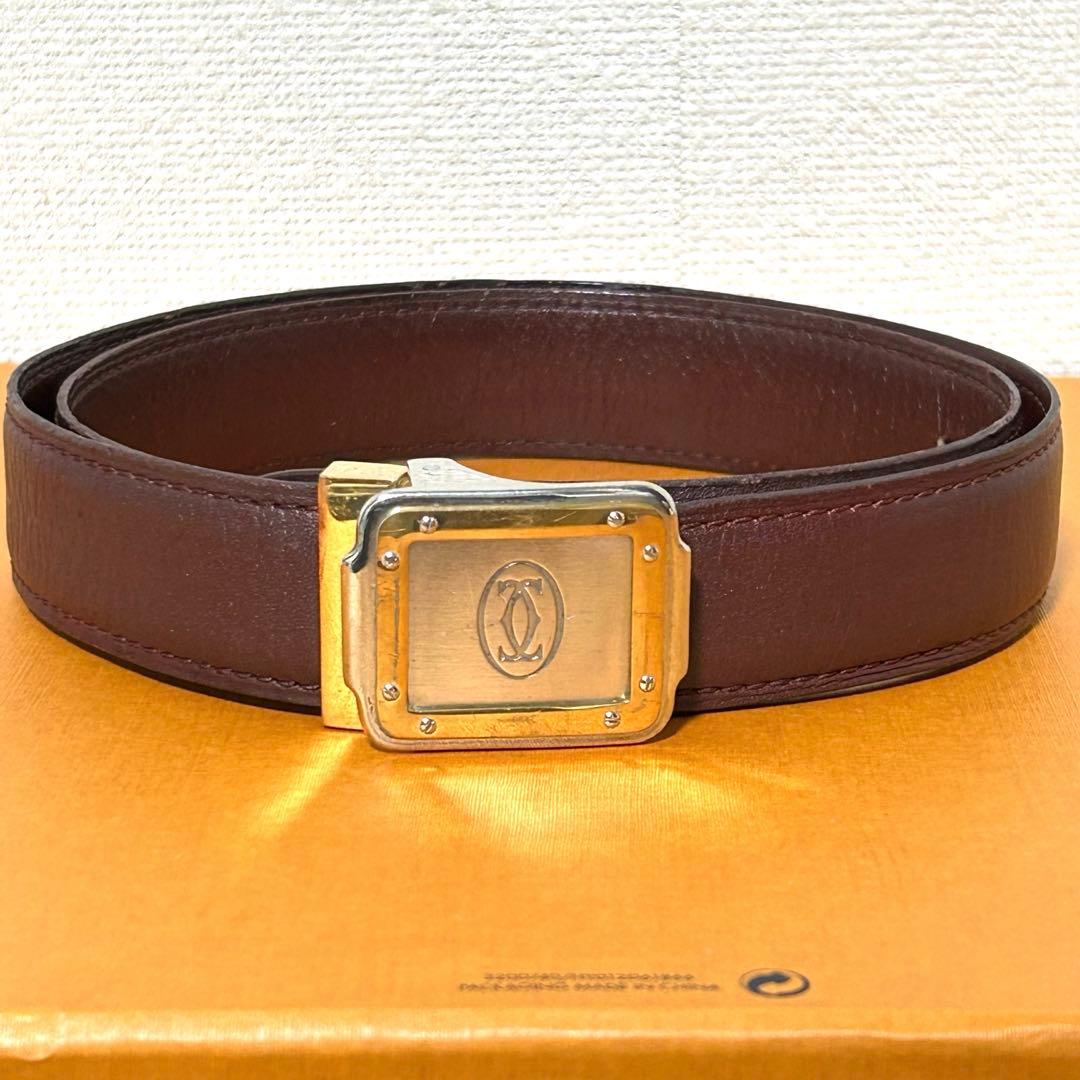 ・Cartier マスト レザー ベルト カルティエ ロゴバックル レザー正規品