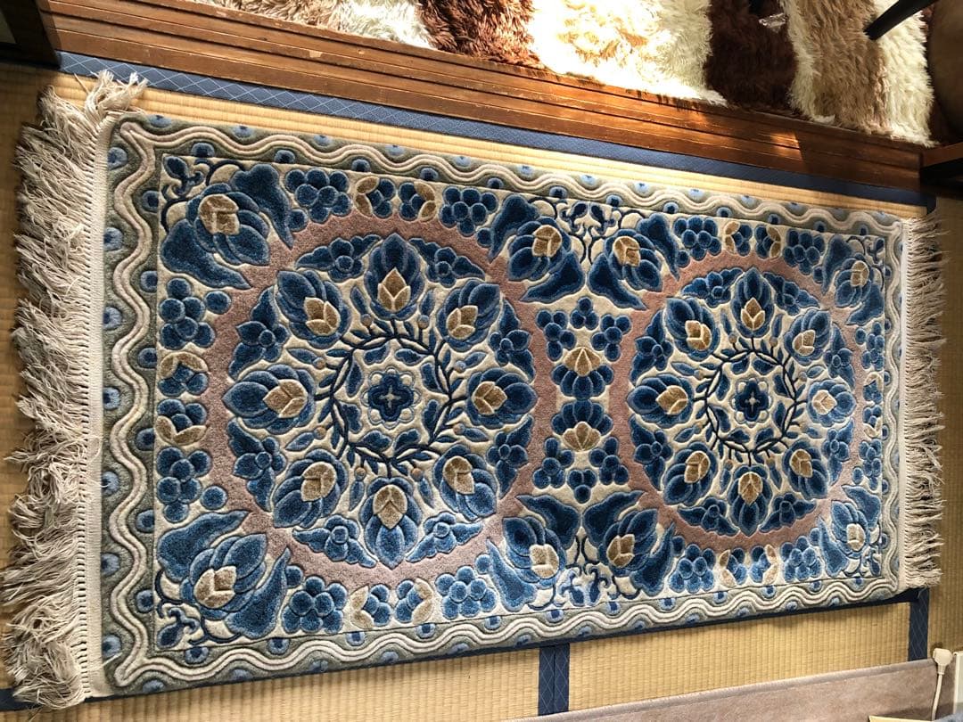 山形緞通 オリエンタルカーペットえびかずら宝相華 80×150