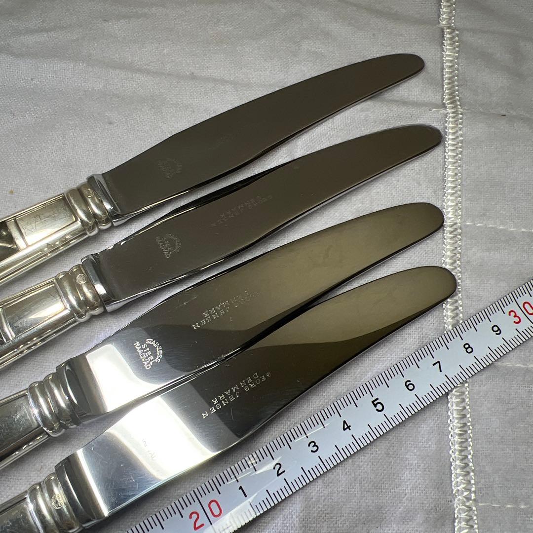 ジョージジェンセン最高級ブロッサムディナーナイフ4本　共袋327g 約19.5㎝