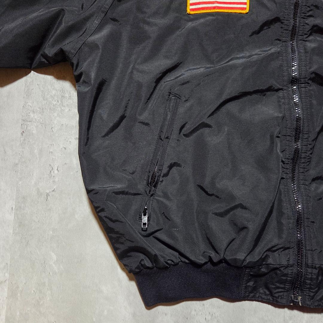 古着90sHollowayブラックウォームアップジャケット星条旗USA黒Army