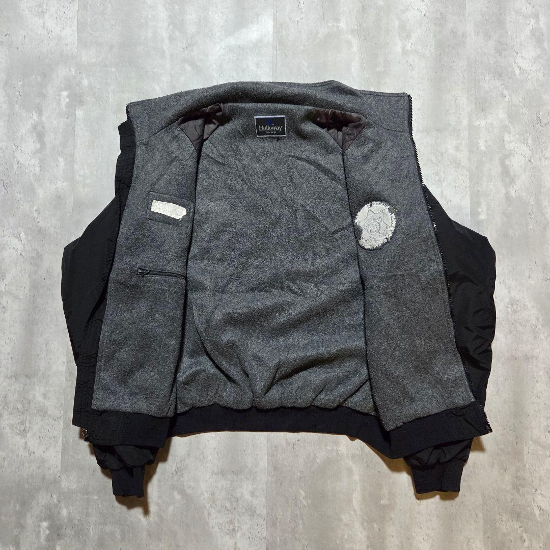 古着90sHollowayブラックウォームアップジャケット星条旗USA黒Army