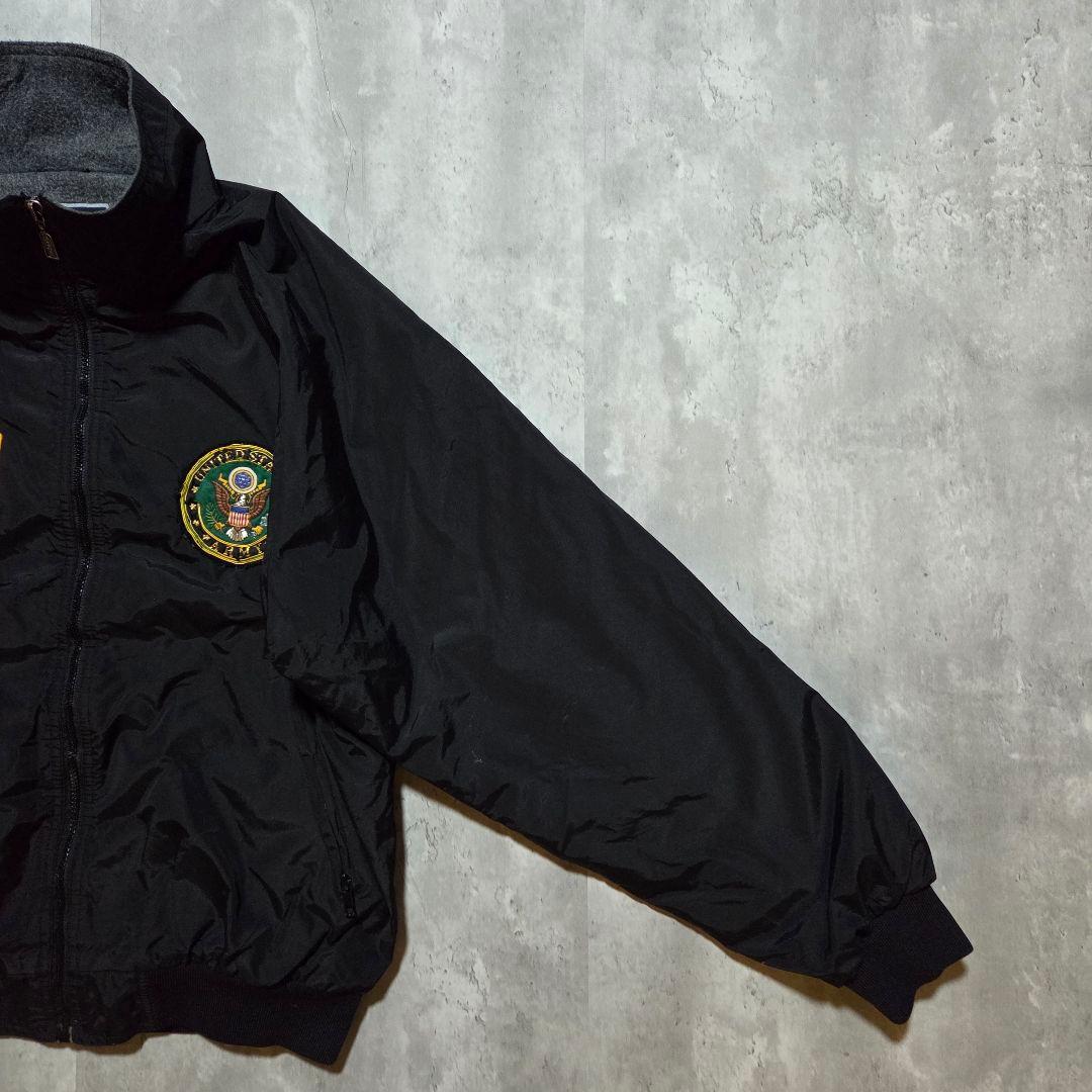 古着90sHollowayブラックウォームアップジャケット星条旗USA黒Army