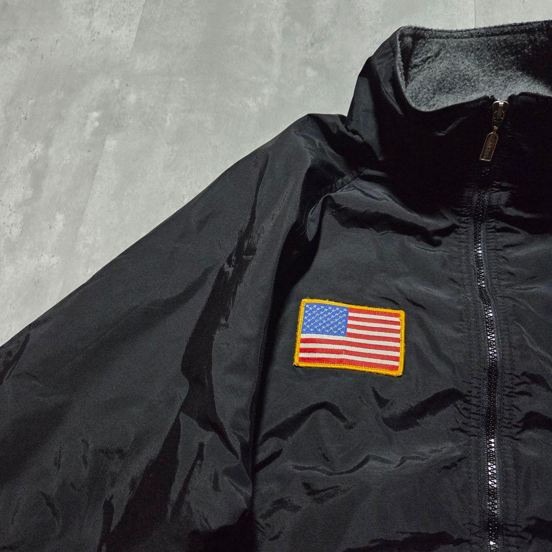 古着90sHollowayブラックウォームアップジャケット星条旗USA黒Army