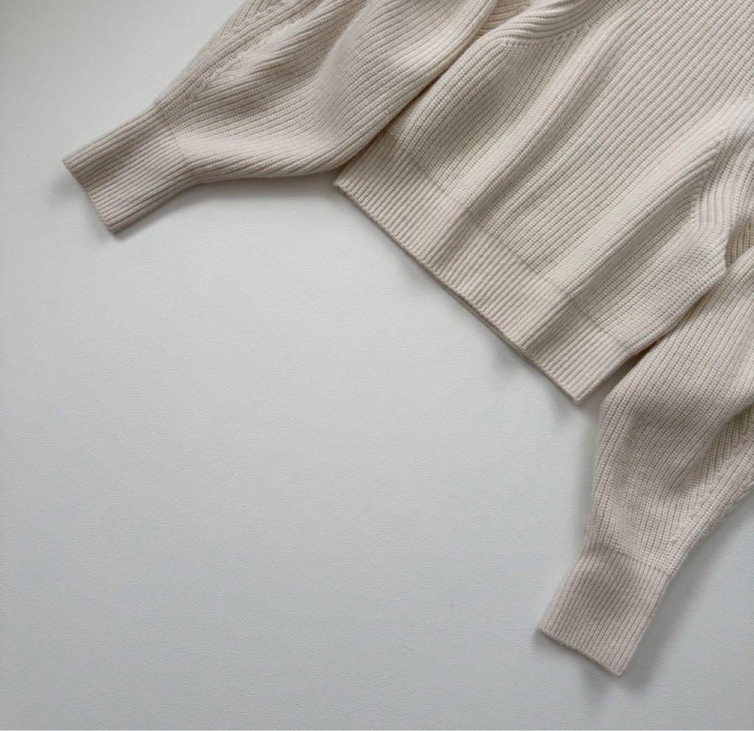 2022AW エンフォルド　ニット　バルーンスリーブ　リブ　変形　白　M