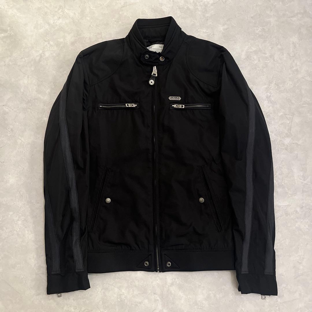 ジャケット・アウター DIESEL Black Nylon Jacket Zip Pockets