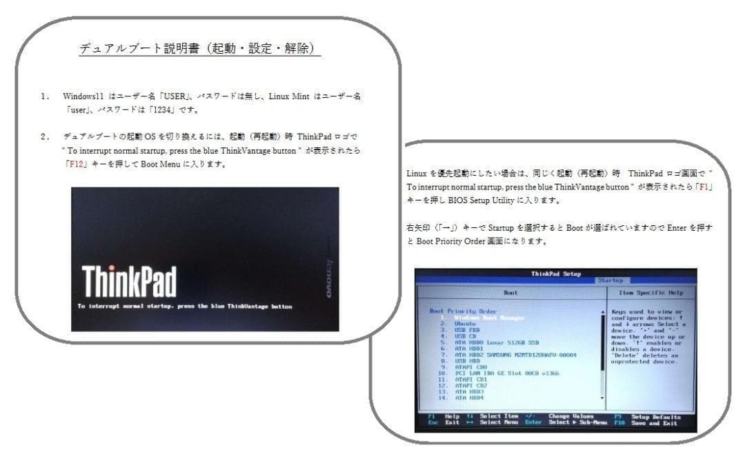 ThinkPad X220　i5／8GB／600GB／オフィス／デュアルブート