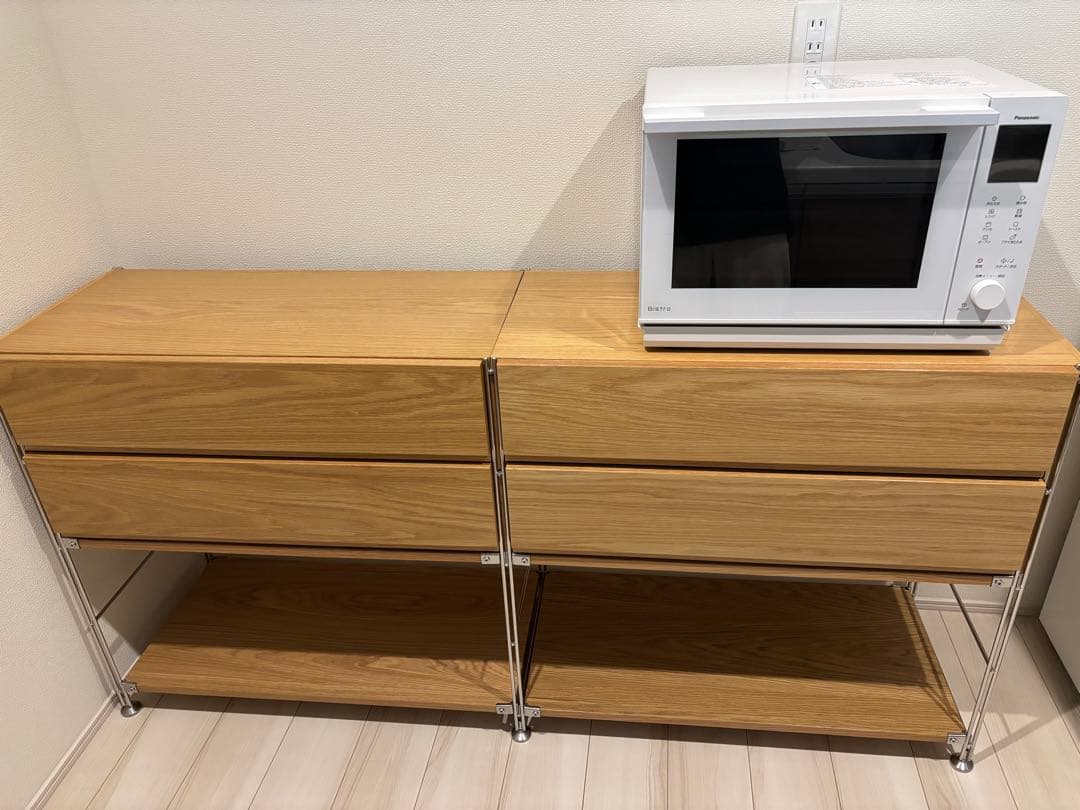 無印良品　ステンレスユニットシェルフ　オーク材