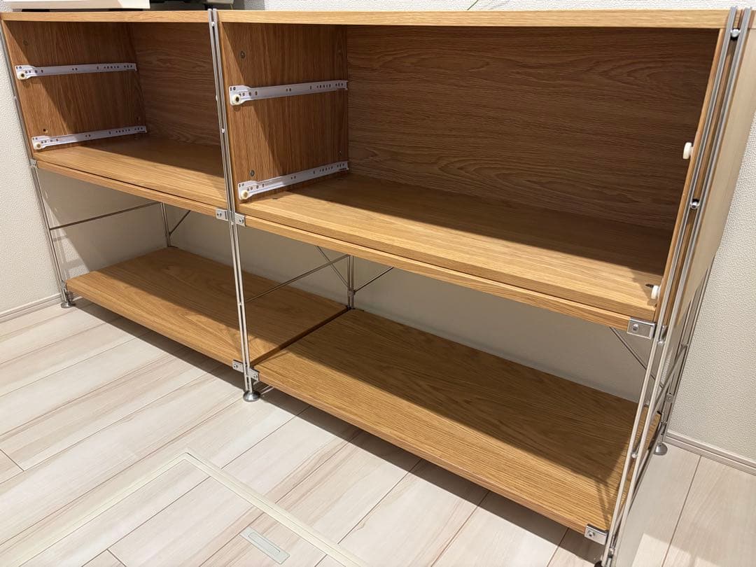 無印良品　ステンレスユニットシェルフ　オーク材