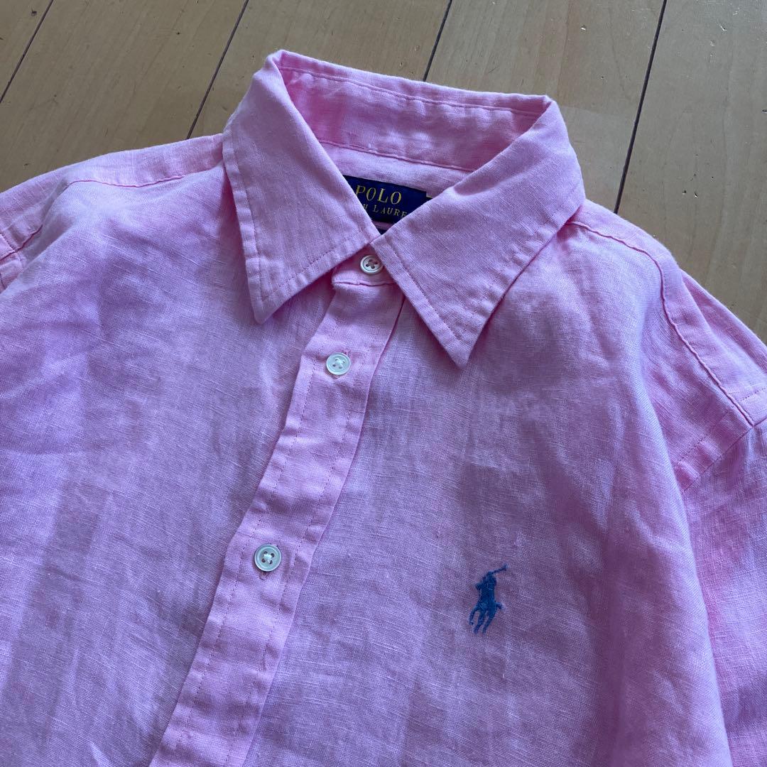 POLO RALPH LAUREN 長袖シャツ リネン　ピンク　XSサイズ