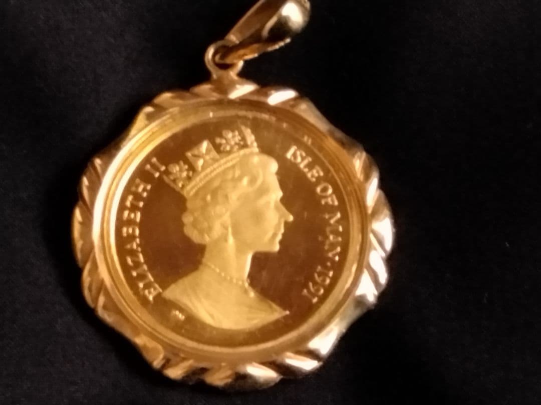 ス*ン様 マン島CAT金貨(24金＆18金枠ペンダントトップ 1991年10分の