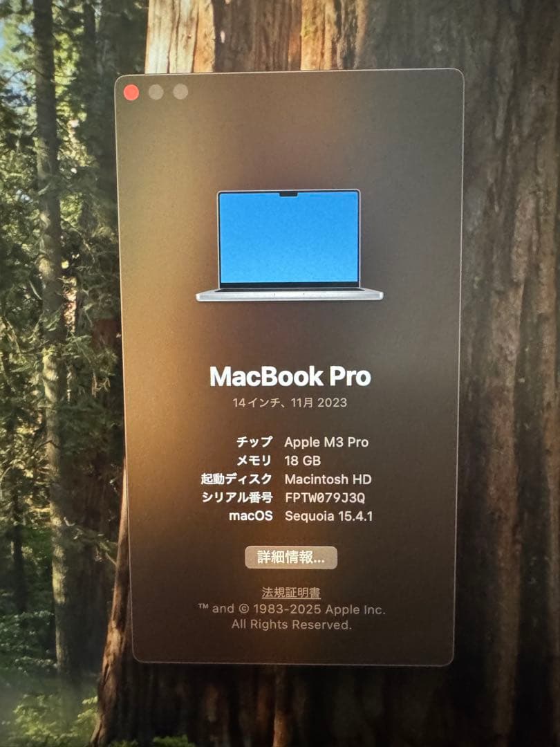 MacBook Pro M3Pro 14インチ シルバー