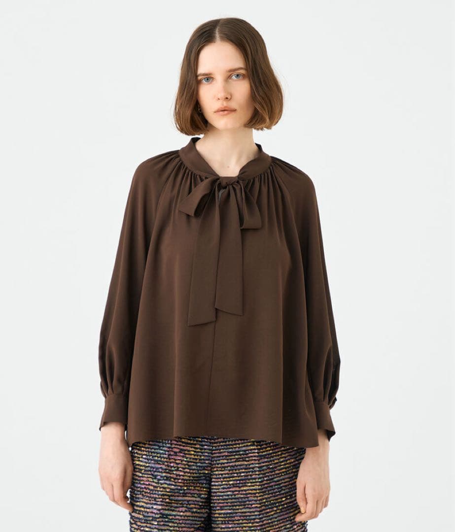 Ballsey シアートロピカル ボウタイブラウス　ブラウン