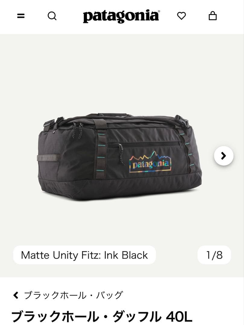 パタゴニア　ブラックホールダッフル　40Ｌ