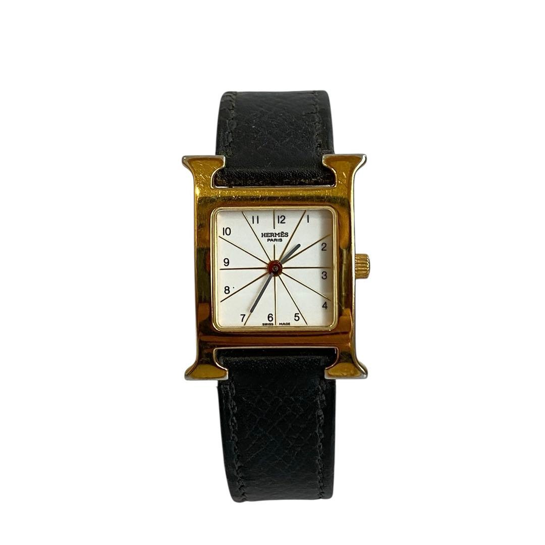 HERMES エルメス Hウォッチ ゴールド 稼働品 腕時計