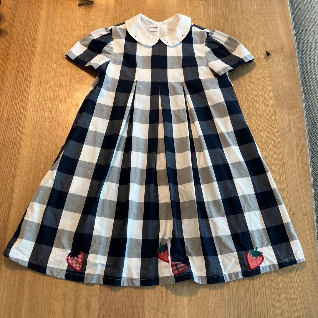 familiar 半袖チェックワンピース 130