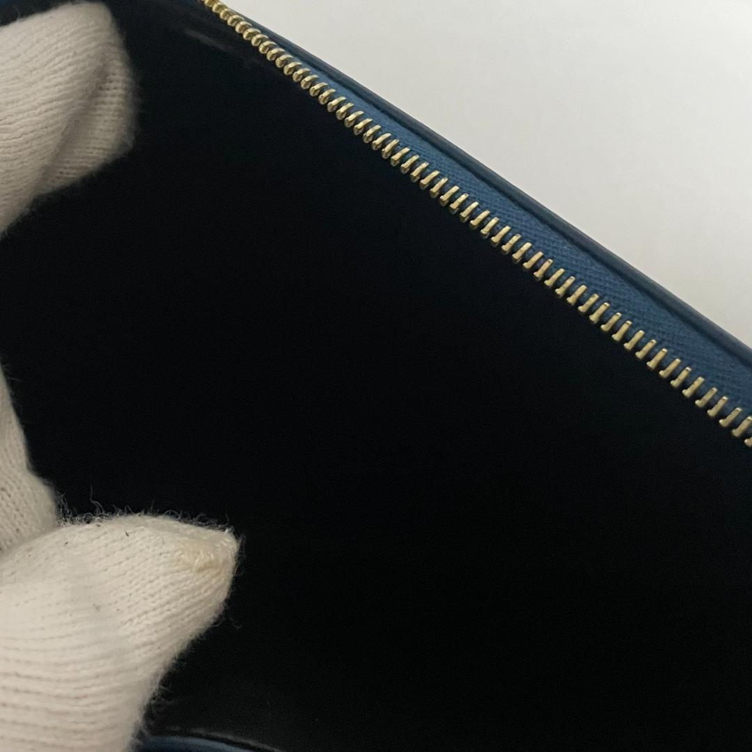 CÉLINE セリーヌ トリオ ポーチ クラッチ ブルー ラージ フィービー期