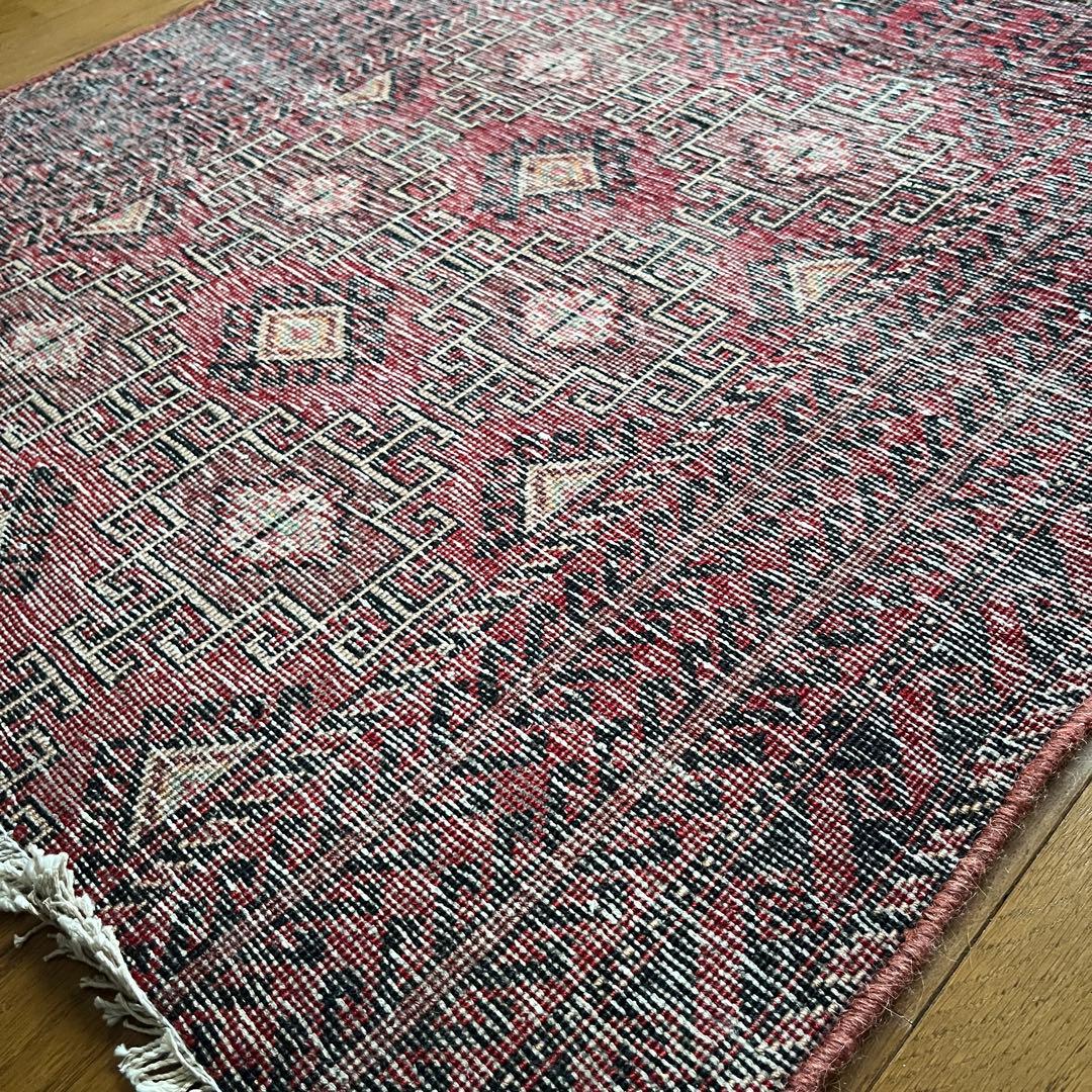 Vintage tribal rug 約80cm×80cmウール トライバル