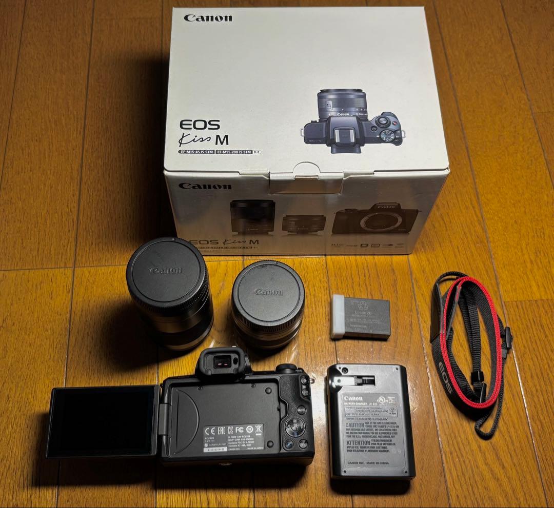 Canon ミラーレス一眼 EOSkissM レンズセット ブラック