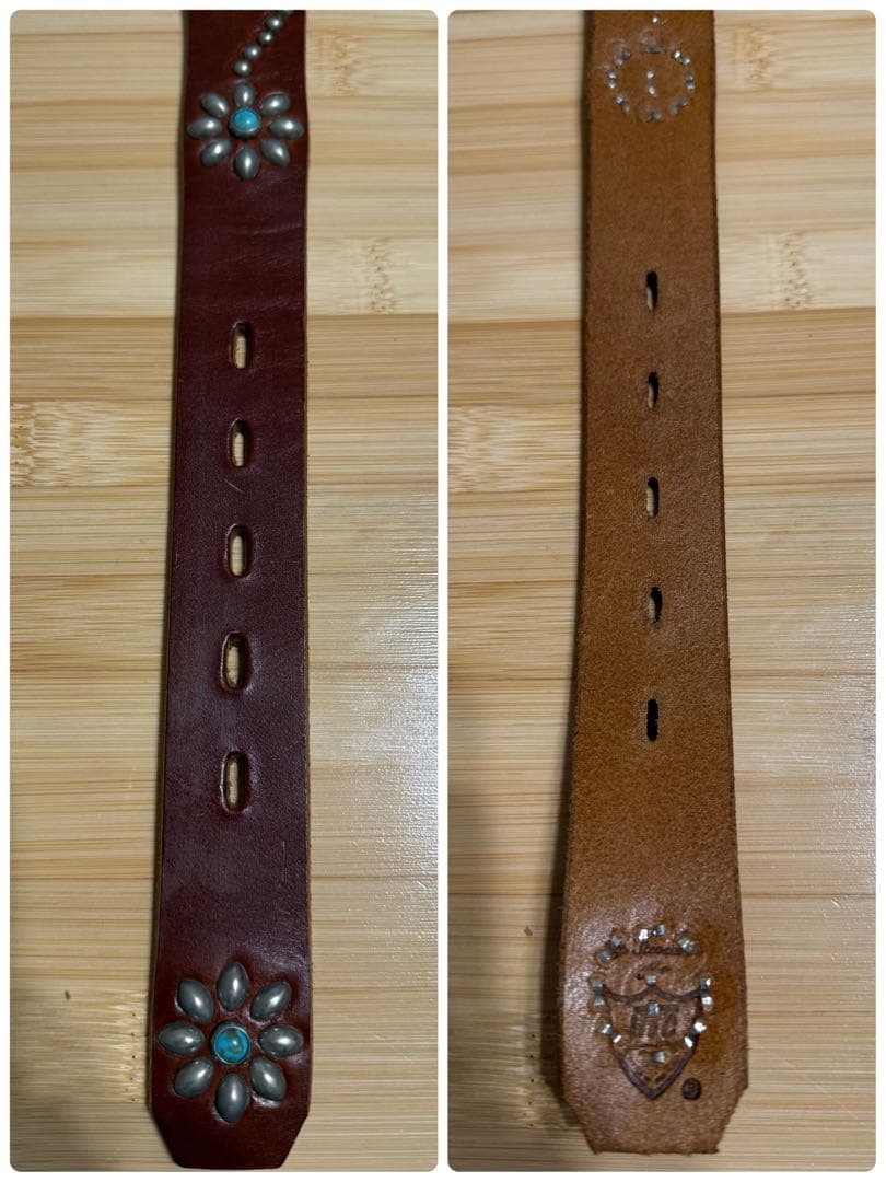 ⭐️新品⭐️HTC⭐️フラワーターコイズ⭐️シルバースタッズ⭐️ブラウンレザー⭐️34インチ