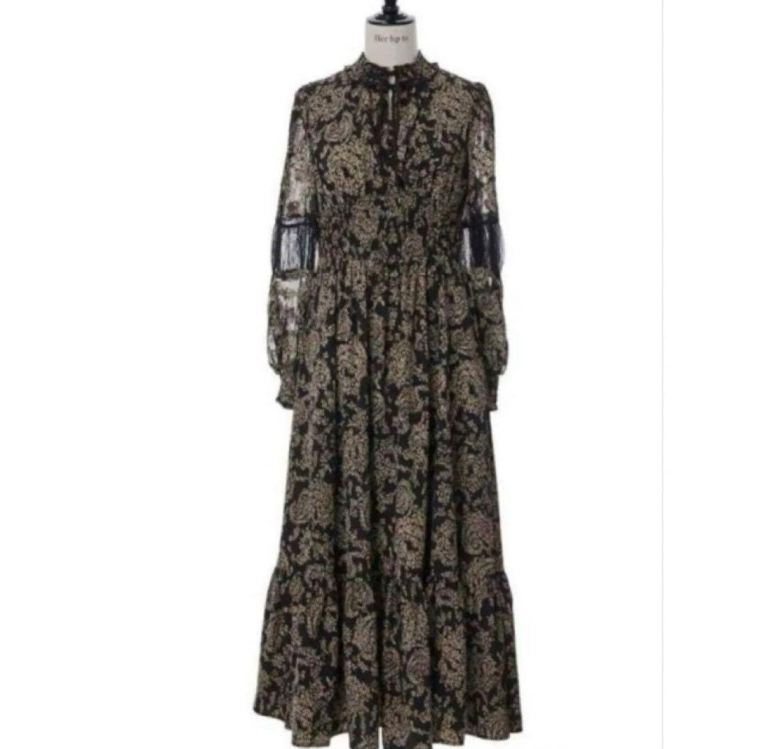 b*8様 Winter Floral Long-sleeve Dress　Мサイ