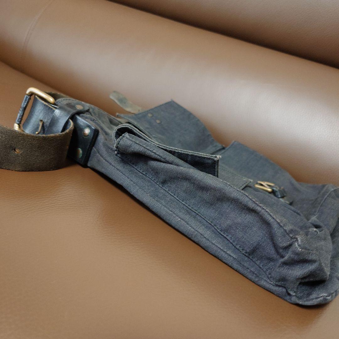 ドリスヴァンノッテン デニム レザー ショルダーバッグ ヴィンテージ 黒