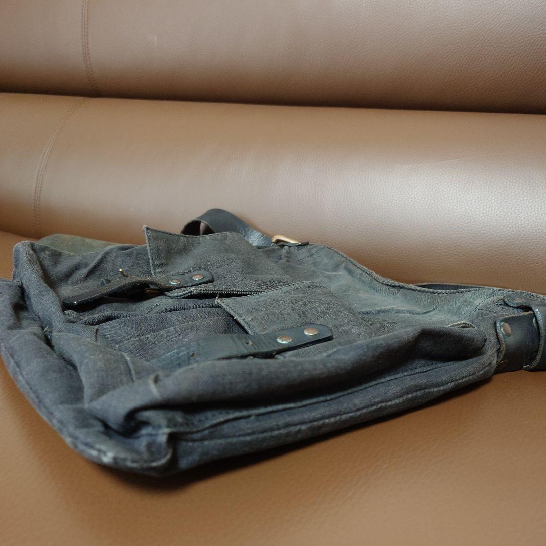 ドリスヴァンノッテン デニム レザー ショルダーバッグ ヴィンテージ 黒