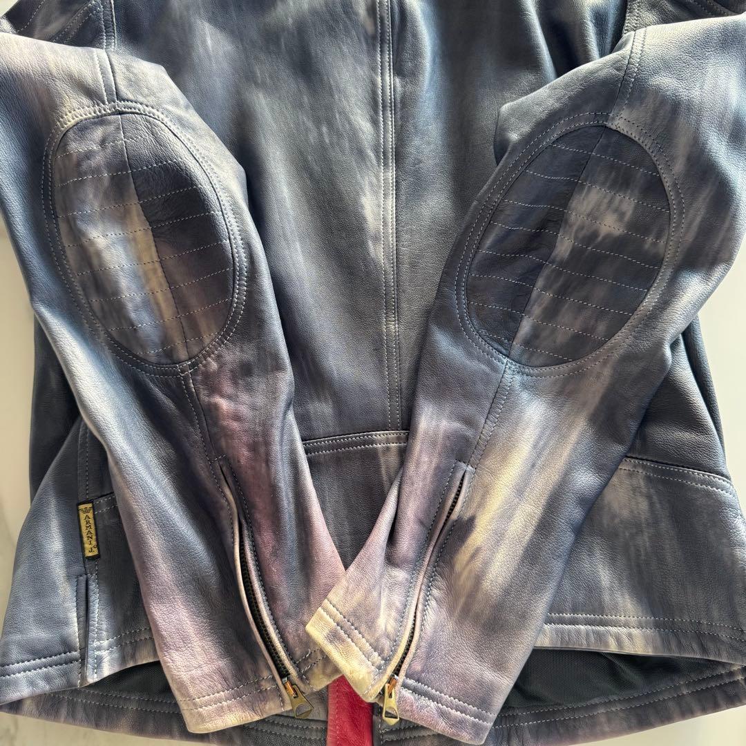 【希少/入手困難】アルマーニジーンズ　シングルライダース　レザー　ダメージ加工