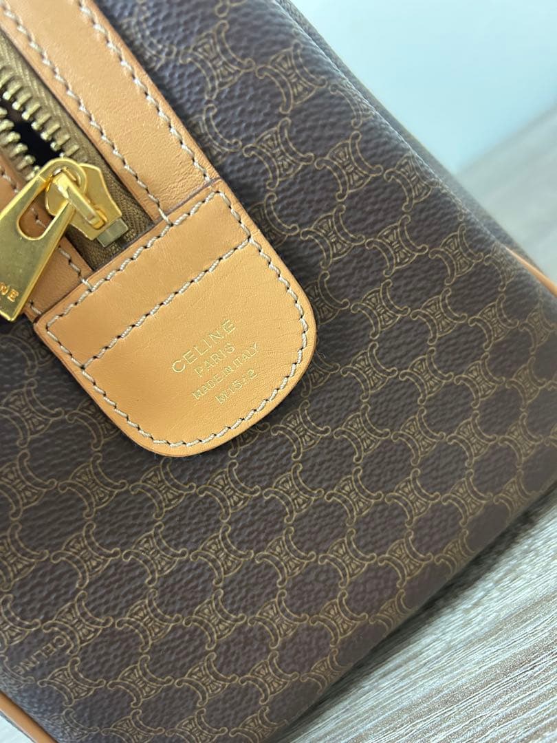 マカダム柄ミニボストンバッグM15/2 ブラウン×ベージュ ヴィンテージ