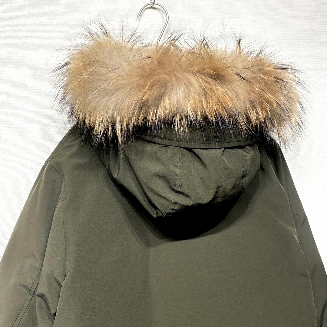 danton ダントン タッサーダウンジャケット M カーキ ファー着脱グリーン