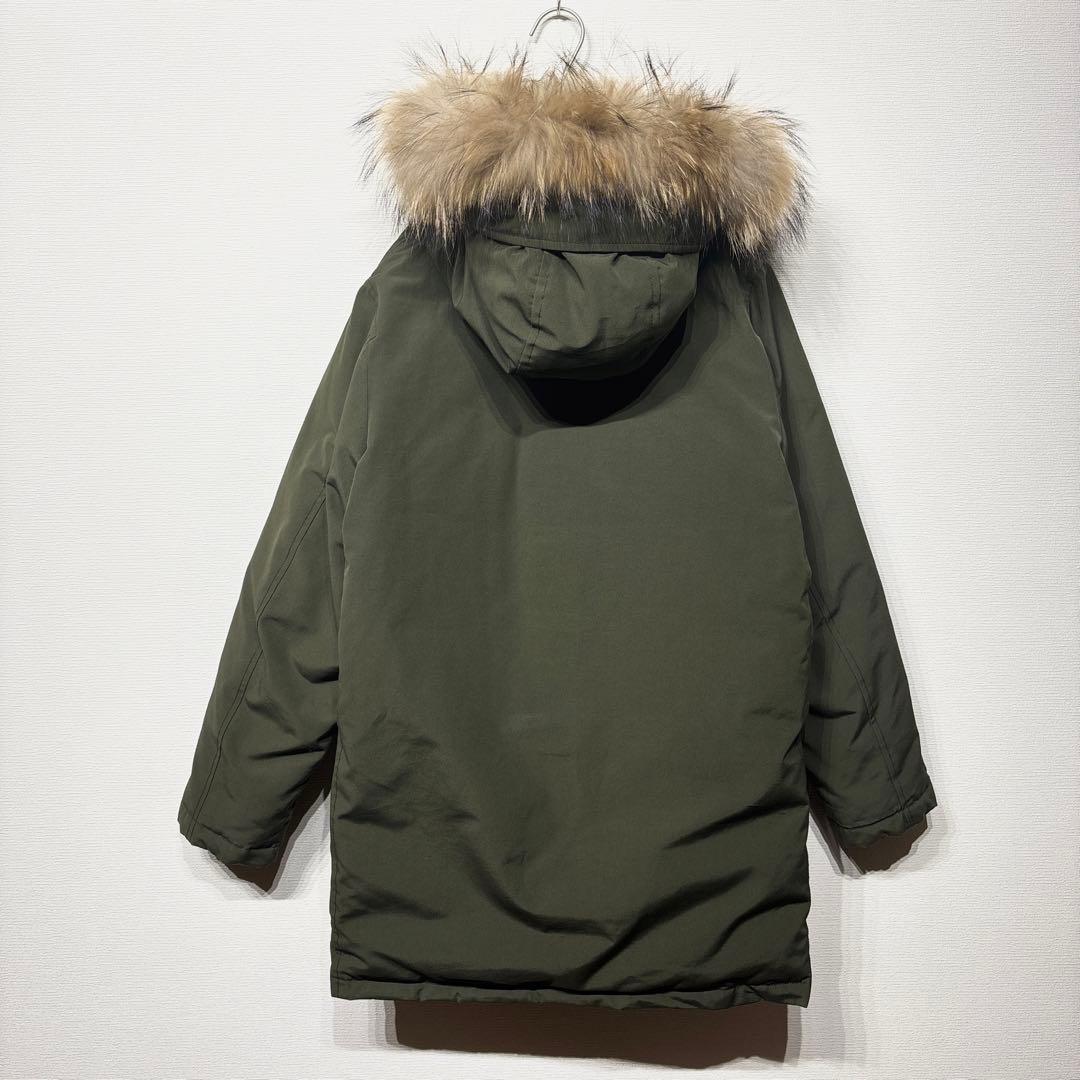 danton ダントン タッサーダウンジャケット M カーキ ファー着脱グリーン