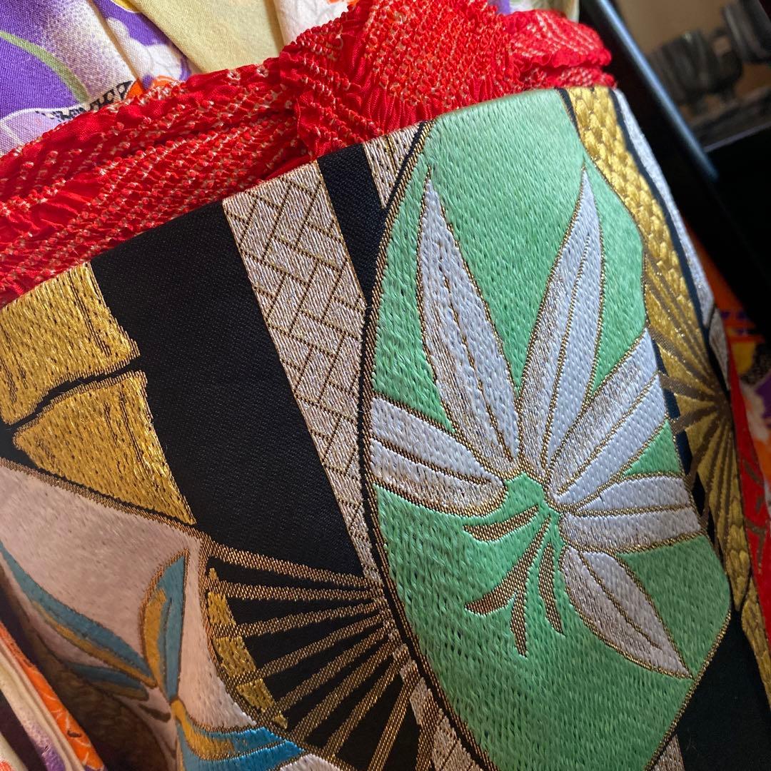 専用ハンドメイド だらり帯 七五三 作り帯 五歳〜七歳 アンティーク 扇子 竹