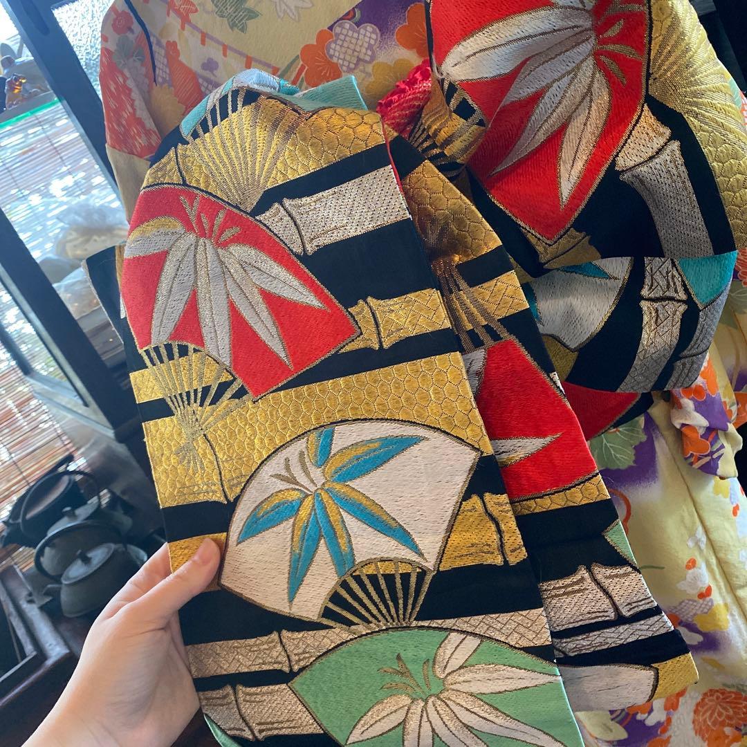 専用ハンドメイド だらり帯 七五三 作り帯 五歳〜七歳 アンティーク 扇子 竹