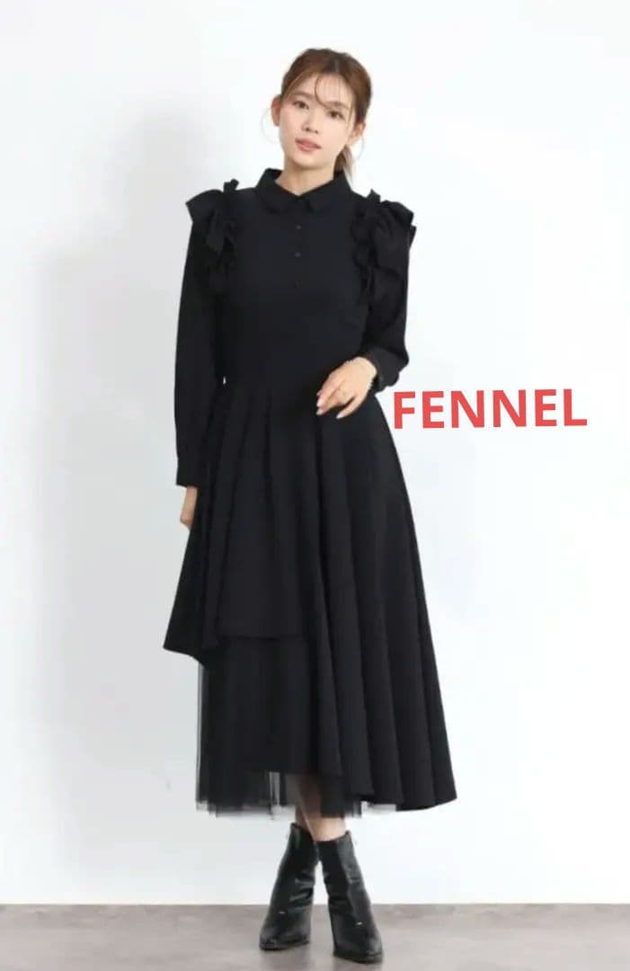 新品FENNEL　シャツカラーラップフレアワンピース　スコットクラブ系列ヤマダヤ