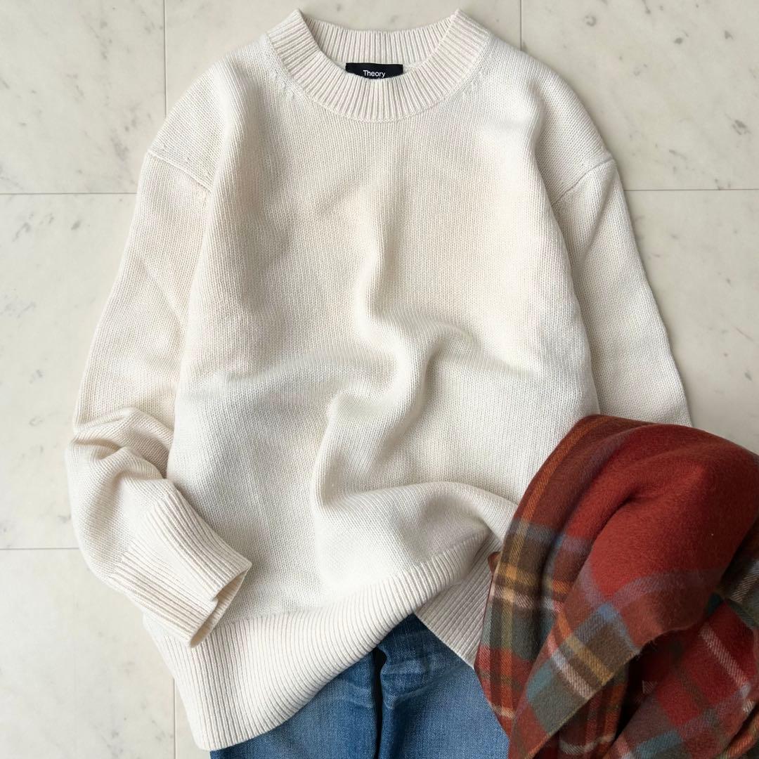 美品 セオリー Theory カシミヤ100% クルーネックニット セーター 白