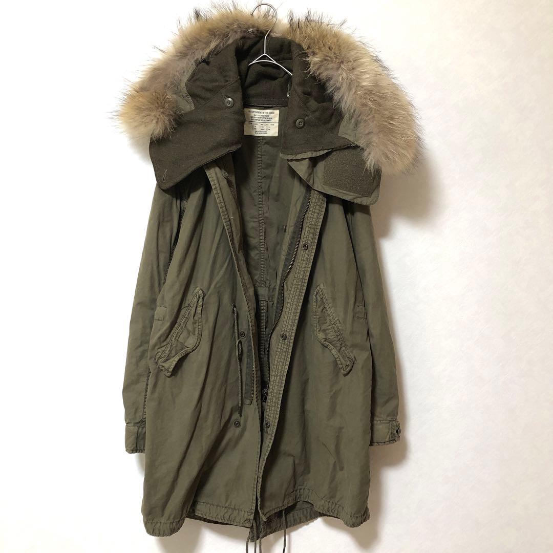 【ゴア】モッズコート ミリタリー キルトインナー ラクーンファー 脱着可能 良品